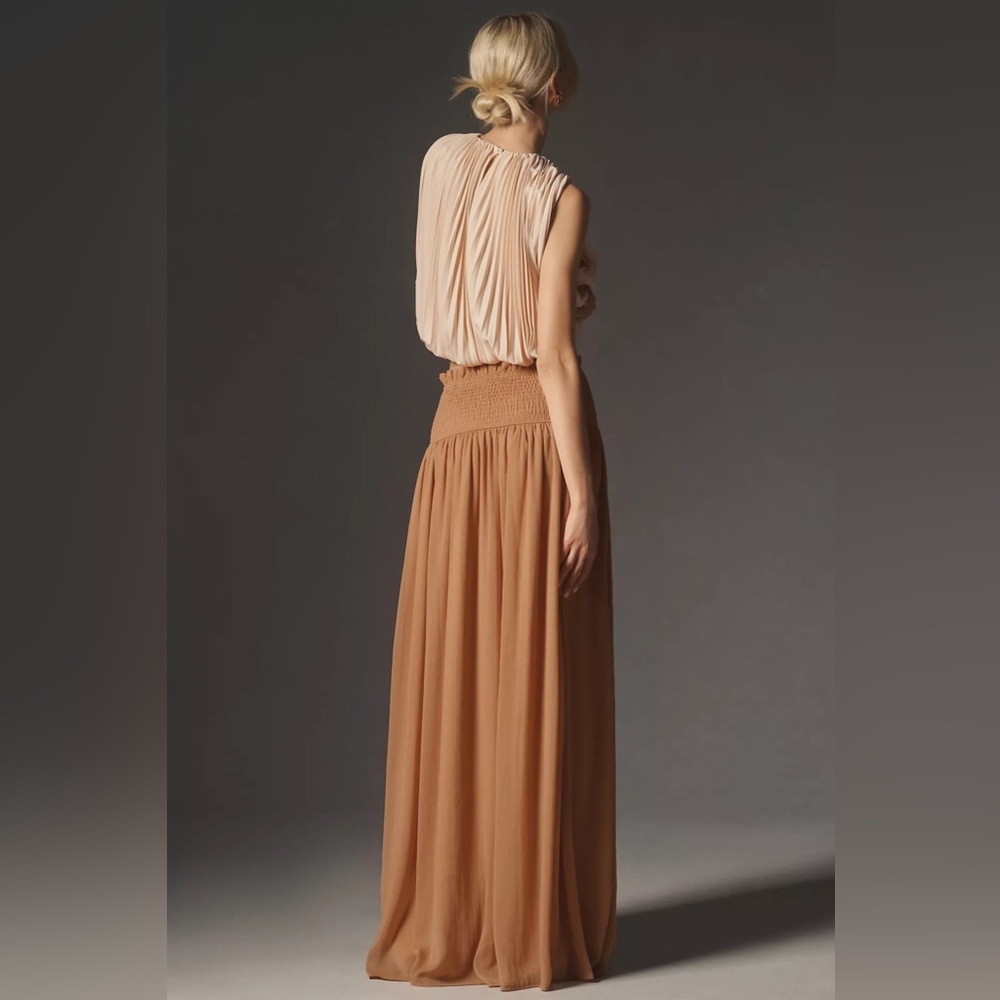 NWT By Anthropologie Smocked Sheer Maxi Skirt - Picture 2 of 10